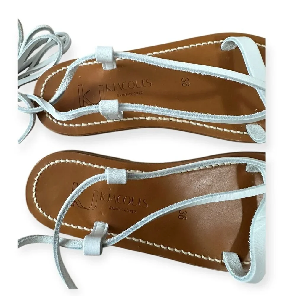 K JACQUES St Tropez‎ Venise Flip-Flops in Gold Leather, Size 36 EU